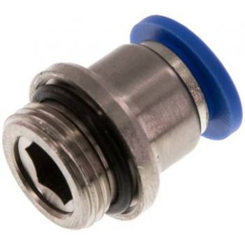 Push in fittings with round body, cylindrical threads, standard