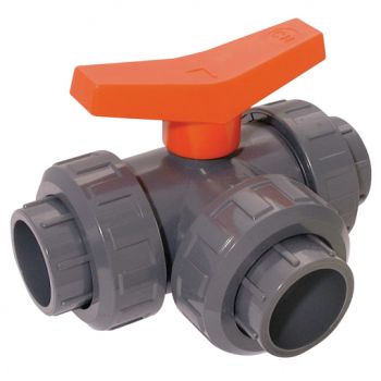 UPVC, Industrial 3 Way Ball Valves, L Port, EPDM Seals