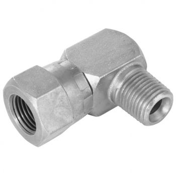 NPT Male x BSPP Swivel Female 90° Compact Elbow 60° Cone