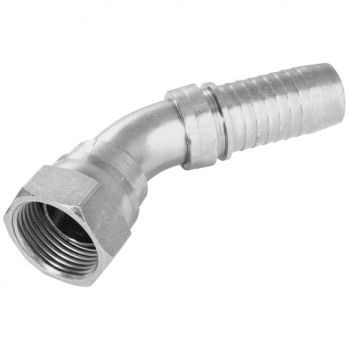 BSPP Swivel Female x Hose Tail 45° Swept 60° Cone