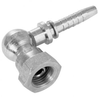 BSPP Swivel Female 60° Cone x Hose Tail 90° Compact