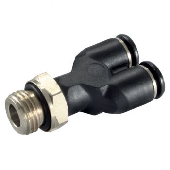 Male Swivel Y Connector, Metric & BSPP