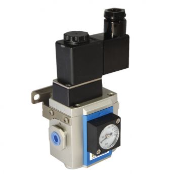 24V DC, supplied with Solenoid Coil, DIN Connector, Mounting Bracket & 10 bar Gauge, BSPP