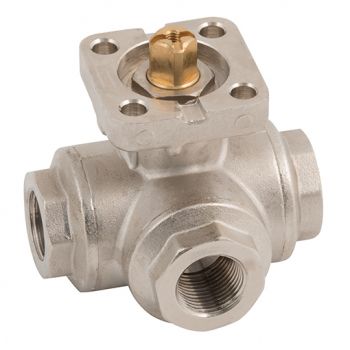 3 Way T Port Ball Valve, Female, BSPP