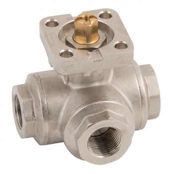 3 Way L Port Ball Valve, Female, BSPP